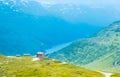 The lonely house on mountain lake in Norway Royalty Free Stock Photo