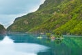 The lonely house on mountain lake in Norway Royalty Free Stock Photo