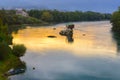 Lonely house on the river Drina in Bajina Basta, Serbia Royalty Free Stock Photo