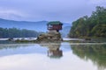 Lonely house on the river Drina in Bajina Basta, Serbia Royalty Free Stock Photo