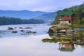 Lonely house on the river Drina in Bajina Basta, Serbia Royalty Free Stock Photo