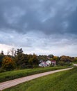 Lonely Houses Near Byroad Late at Nigt Royalty Free Stock Photo