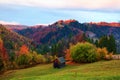 Lonely hut stands high in the mountain meadow. Royalty Free Stock Photo