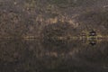 Lonely huts at a lake