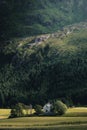 Lonely isolated house, perfect for beeing alone. Remote cottage with beautiful surroundings and landscape. Royalty Free Stock Photo