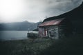 Lonely isolated house, perfect for beeing alone. Remote cottage with beautiful surroundings and landscape. Royalty Free Stock Photo