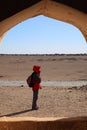 Lonely lady in desert Royalty Free Stock Photo
