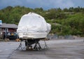 Lonely laid up boat at a marina lay up site.. Royalty Free Stock Photo