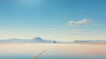 Lonely Landscape: A Surrealistic Minimalist Painting Of A Desert Horizon
