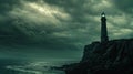 Lighthouse in Stormy Seas Royalty Free Stock Photo