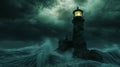 A Lonely Lighthouse Stands Tall Against a Stormy Sea Royalty Free Stock Photo