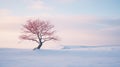 Lonely Mahogany: A Romanticized Depiction Of A Snowy Landscape Royalty Free Stock Photo