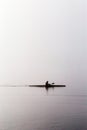 Lonely man canoeing in Valea Morilor park Royalty Free Stock Photo