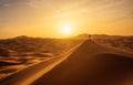 Lonely man in Sahara Desert Royalty Free Stock Photo