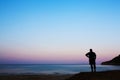 Lonely man at seaside Royalty Free Stock Photo