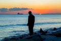 Lonely man seaside Royalty Free Stock Photo