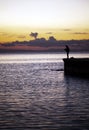 A Lonely Man Silhouette near the Seaside Royalty Free Stock Photo