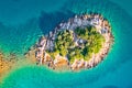 Lonely Mediterranean stone island aerial view Royalty Free Stock Photo