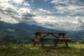 Lonely mountains bench Royalty Free Stock Photo