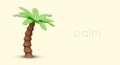 Lonely palm tree in cartoon style. Realistic vector object