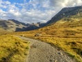 Lonely path to the Fairy Pools in front of the Black Cuillin Mountains on the Isle of Skye - Scotland Royalty Free Stock Photo