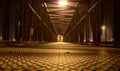 Lonely pedestrian bridge at night