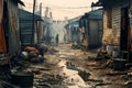 Lonely people living in poverty background. Generate ai