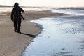 Lonely photographer at Ameland Island, Netherlands Royalty Free Stock Photo