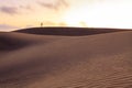 Lonely photographer on dunes in Maspalomas