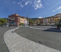 Lonely pigeon in Piazza Garibaldi in Lerici, La Spezia, Liguria, Italy