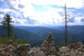 Lonely pine tree on top of a hill overlooking a mountain range Royalty Free Stock Photo