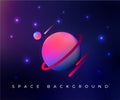 Lonely planet in deep space. Vector illustration