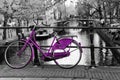 Lonely purple bike in Amsterdam