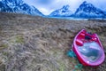 Lonely Red Fishing Boat At Skagsanden Beach Royalty Free Stock Photo