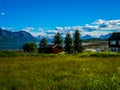 Lonely red wooden house in the Arctic Royalty Free Stock Photo