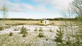 Lonely residential house among fallen snow Royalty Free Stock Photo