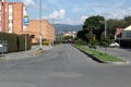 Lonely residential neighborhood main street during obligatory quarantine due to Coronavius global pandemic