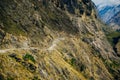 Lonely road, annapurnas trekking road, in Himalayas, Nepal Royalty Free Stock Photo