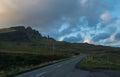 Lonely road with cloud near Old Man of Storr, Isle of Skye, Scotland, UK,