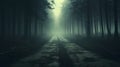 a lonely road in the dark forest Royalty Free Stock Photo