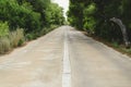 Lonely road in poor condition among trees