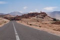 Lonely road to a small village in the desert of Morocco