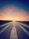 Lonely Road wth Instagram Effect Royalty Free Stock Photo