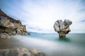 Lonely rock sculpture at the shape of heart, Preveli, Crete. Royalty Free Stock Photo