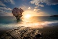 Lonely rock sculpture at the shape of heart, Preveli, Crete. Royalty Free Stock Photo