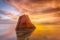 Lonely rock in the sea in Seychelles Royalty Free Stock Photo