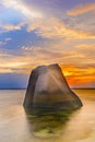 Lonely rock in the sea in Seychelles Royalty Free Stock Photo