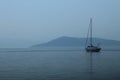 Lonely sailboat on the sea