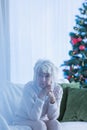 Lonely senior woman at Christmas Royalty Free Stock Photo