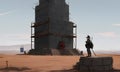 The lonely sentry. A civil war soldier stands guard over a desolate landscape, watching for signs of an attack.